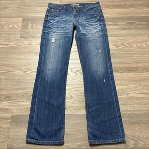 Western Y2K Style BKE Tenley Low Rise Bootcut Distressed Blue Jeans Size 29